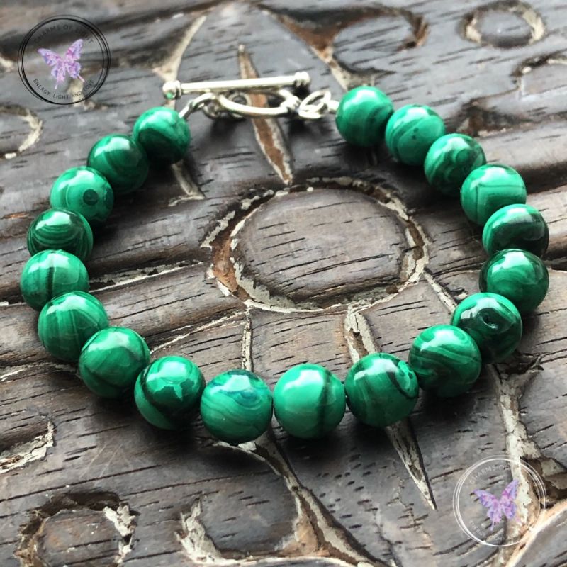 Malachite Bracelet with Silver Toggle Clasp